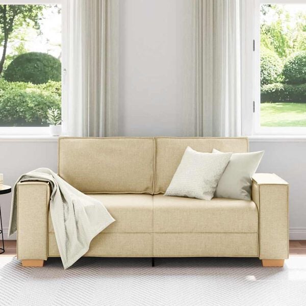 vidaXL Sof&aacute; de 2 lugares em tecido creme 180x78x84 cm