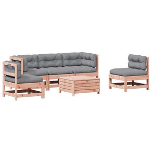 vidaXL 6 pcs conj. lounge jardim c/ almofad&otilde;es madeira douglas maci&ccedil;a