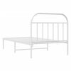 vidaXL Estrutura de cama em metal com cabeceira 107x203 cm branco