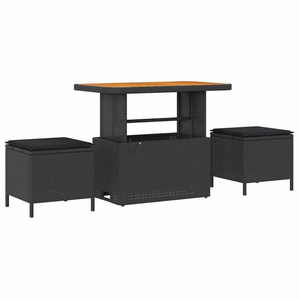 vidaXL Conjunto de Sof&aacute; de Jardim com almofada 9 pcs Preto