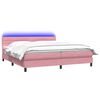 vidaXL Cama box spring c/ colch&atilde;o e LED 180x210 cm veludo Rosa
