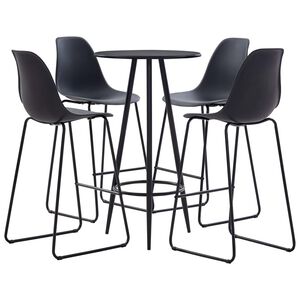 vidaXL 5 pcs conjunto de bar plástico preto