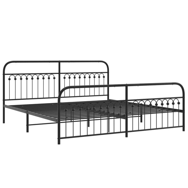 vidaXL Estrutura de cama com cabeceira e p&eacute;s 193x203 cm metal preto