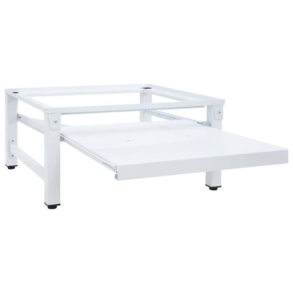 vidaXL Suporte m&aacute;quina lavar c/ prateleira extra&iacute;vel branco