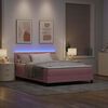 vidaXL Cama Box Spring LED com colch&atilde;o Rosa 140 x 200 cm Veludo