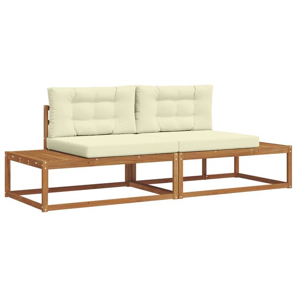 vidaXL Conjunto de Sof&aacute;s para Exterior 2 Pe&ccedil;a Natural e Creme