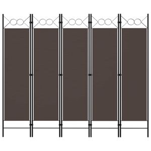 vidaXL Divis&oacute;ria de quarto com 5 pain&eacute;is 200x180 cm castanho