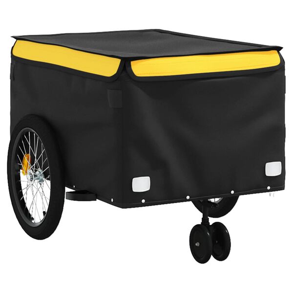 vidaXL Reboque para bicicleta 45 kg ferro preto e amarelo