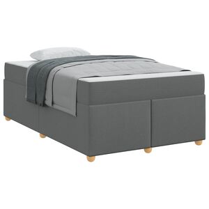vidaXL Estrutura da Cama com colch&atilde;o Cinza Escuro 120 x 200 cm tecido