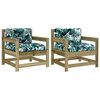 vidaXL Cadeiras de jardim c/ almofad&otilde;es 2 pcs pinho impregnado