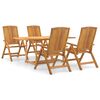 vidaXL 5 pcs conjunto de jantar p/ jardim madeira de teca maci&ccedil;a
