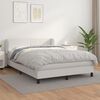 vidaXL Cama com molas/colch&atilde;o 140x190 cm couro artificial branco