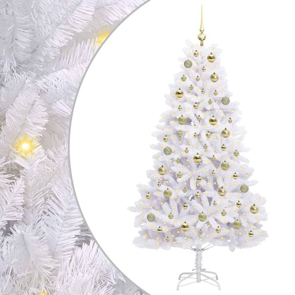 vidaXL &Aacute;rvore de Natal Articulada Artificial Branco 180 cm PVC e A&ccedil;o