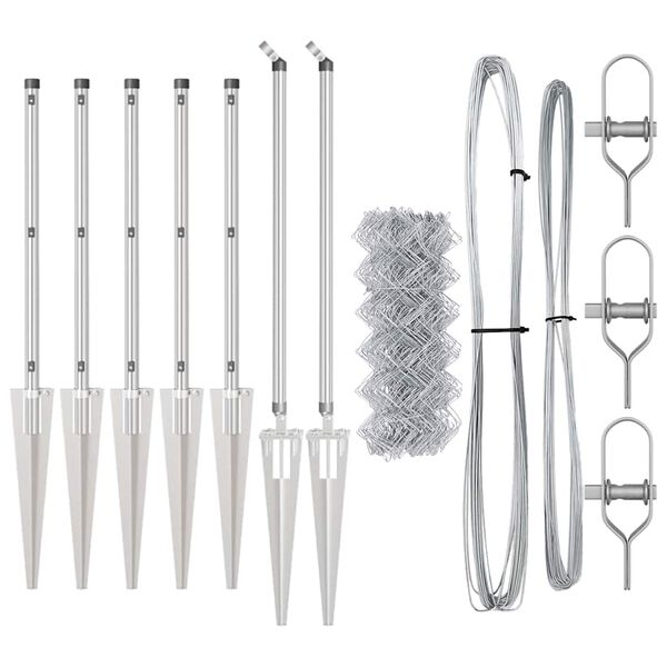 vidaXL Poste de Cerca Prateado 10 x 0,6 m (malha 40 x 40 mm) A&ccedil;o