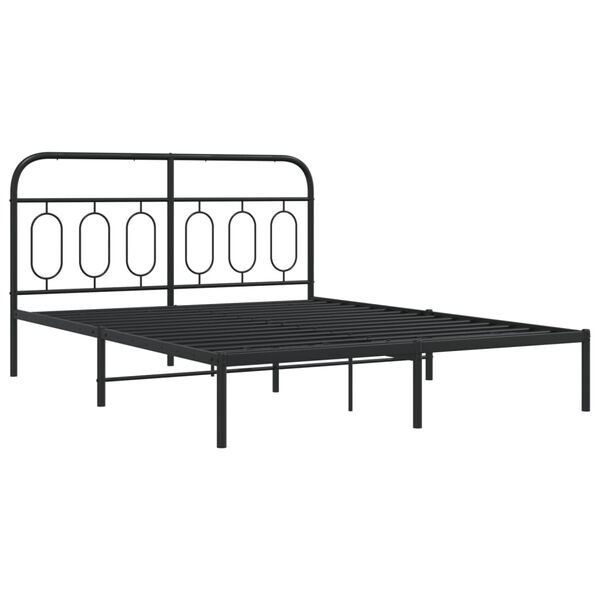 vidaXL Estrutura de cama com cabeceira 140x190 cm metal preto