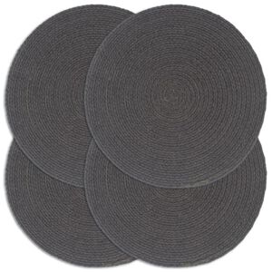 vidaXL Individuais mesa 4 pcs algod&atilde;o liso 38 cm redondo cinza-escuro