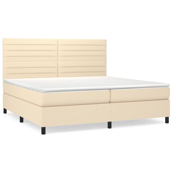 vidaXL Cama com molas/colch&atilde;o 200x200 cm tecido cor creme