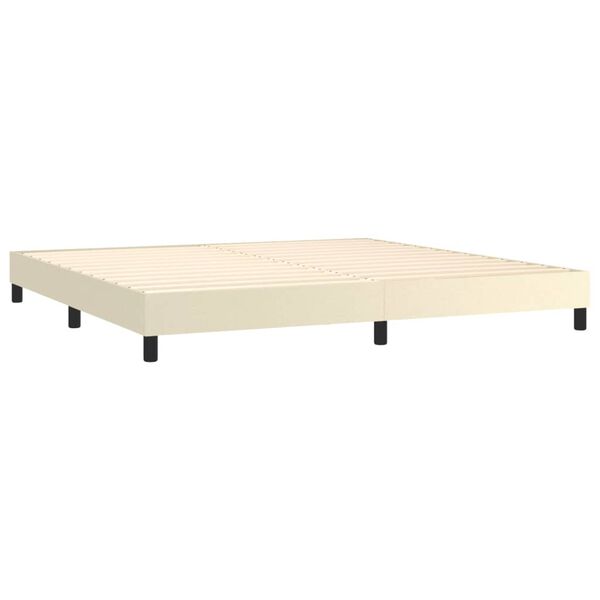 vidaXL Cama com molas/colch&atilde;o 200x200 cm couro artificial cor creme