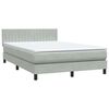 vidaXL Cama box spring c/ colch&atilde;o e LED 140x220 cm veludo cinzento-claro