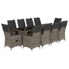 vidaXL 11 pcs conjunto bistr&ocirc; de jardim c/ almofad&otilde;es vime PE cinzento