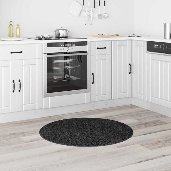 vidaXL Tapete Shaggy Antiderrapante Cinza Escuro 90 x 90 cm PP