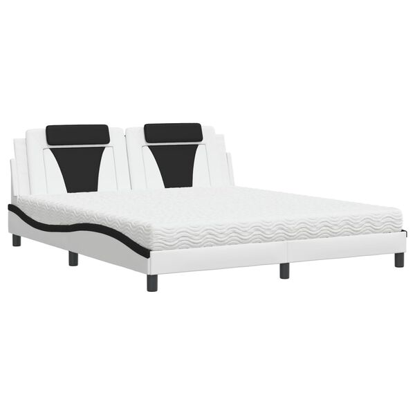 vidaXL Cama Viana com colch&atilde;o 180x200 cm couro artificial preto e branco