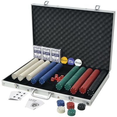 vidaXL Conjunto de póquer com 1000 fichas, alumínio