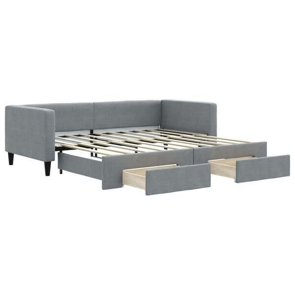 vidaXL Sofá-cama c/ gavetão e gavetas 90x190 cm tecido cinzento-claro