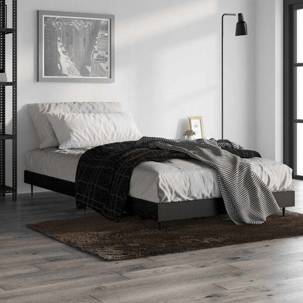 vidaXL Estrutura de cama 90x190 cm derivados de madeira preto