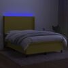 vidaXL Cama box spring c/ colch&atilde;o e LED 140x190 cm tecido verde