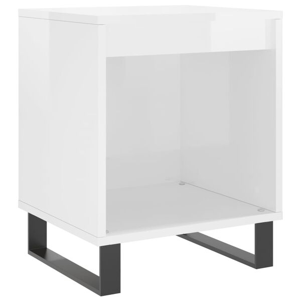 vidaXL Mesa de cabeceira 40x35x50cm derivados madeira branco brilhante