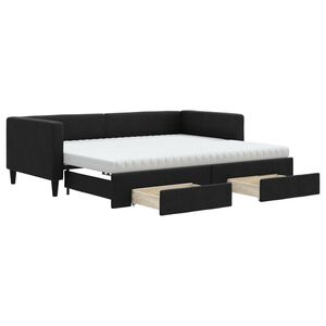 vidaXL Sof&aacute;-cama com gavet&atilde;o e gavetas 90x200 cm tecido preto