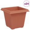 vidaXL Vaso Quadrado para Flores 24 unid. Vermelho Tijolo Pl&aacute;stico