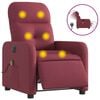 vidaXL Poltrona reclin&aacute;vel de massagens el&eacute;trica tecido vermelho tinto