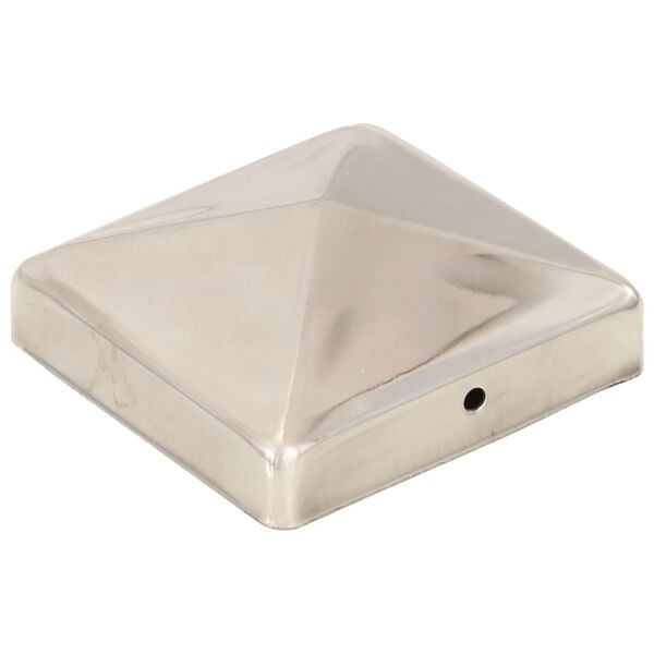 vidaXL Tampas piramidais p/ postes vedação 6pcs aço inoxidável 91x91mm