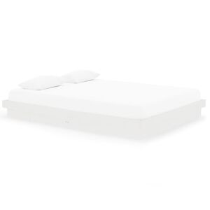 vidaXL Estrutura de cama king 150x200 cm madeira maci&ccedil;a branco