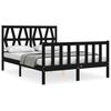 vidaXL Estrutura de cama com cabeceira 140x190 cm madeira maci&ccedil;a preto