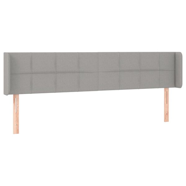 vidaXL Cabeceira de cama c/ abas tecido 147x16x78/88 cm cinzento-claro