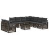 vidaXL Conjunto de Sof&aacute; de Jardim 10 unid. Cinzento vime PE