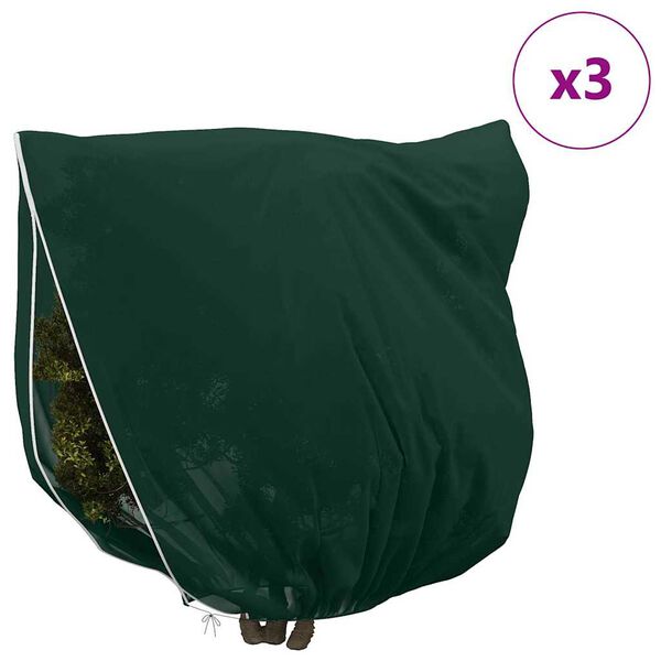 vidaXL Capas de Fleece para Prote&ccedil;&atilde;o Contra Geada 3 pcs Verde