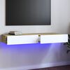 vidaXL M&oacute;vel de TV com luzes LED 120x35x15,5 cm branco/carvalho sonoma