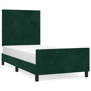 vidaXL Estrutura de cama sem colch&atilde;o 100x200 cm veludo verde-escuro