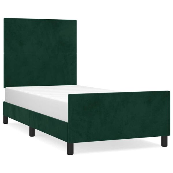 vidaXL Estrutura de cama sem colch&atilde;o 100x200 cm veludo verde-escuro