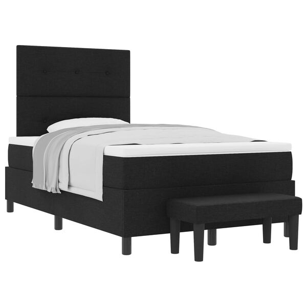 vidaXL Cama Box com colch&atilde;o com cabeceira Preto 120 x 200 cm tecido