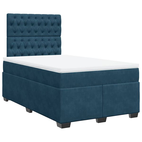 vidaXL Cama boxspring com colch&atilde;o 120x200 cm veludo azul