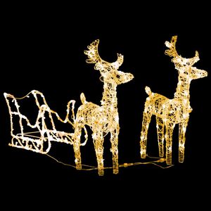 vidaXL Decora&ccedil;&atilde;o de Natal renas/tren&oacute; 160 luzes LED 130 cm acr&iacute;lico