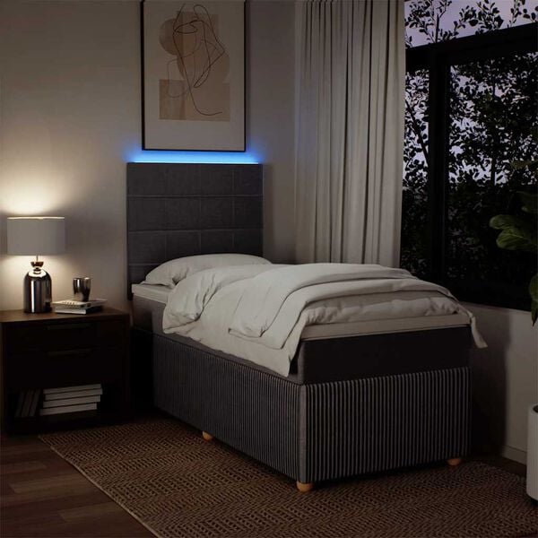 vidaXL Cama com molas/colch&atilde;o 90x190 cm tecido castanho-acinzentado