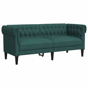 vidaXL Sof&aacute; chesterfield 2 lugares tecido verde-escuro