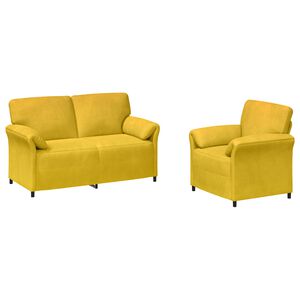 vidaXL Conjunto de Sof&aacute;s 2 unid. Amarelo Veludo