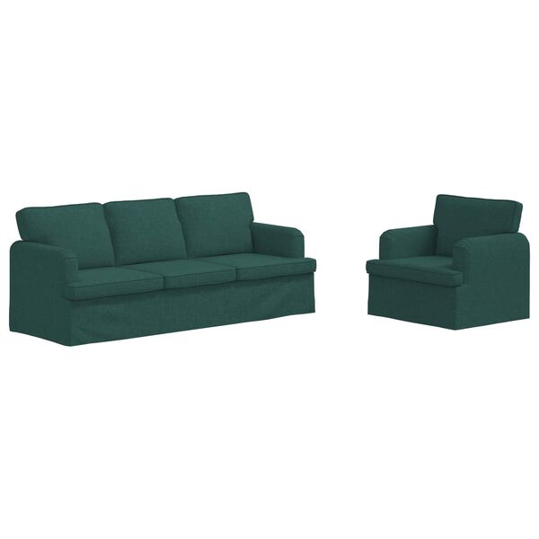 vidaXL Sof&aacute; 2 pcs Verde Escuro 144 x 80 x 85 cm tecido